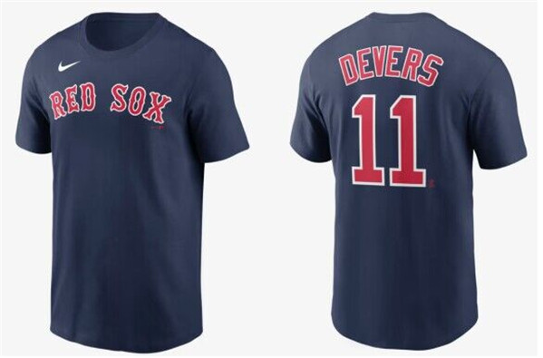 Men's Boston Red Sox #11 Rafael Devers Navy T-Shirt